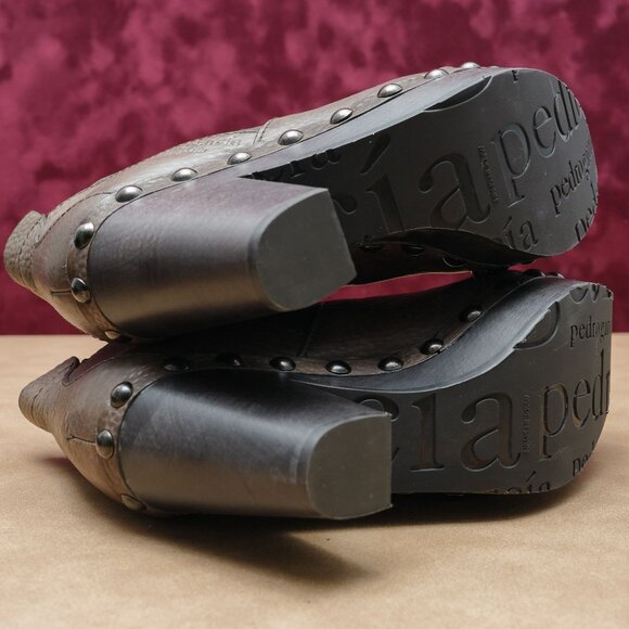 Pedro Garcia Women Brown Leather Studded Platform Heel Ankle Boots sz 6US EUR37 - Picture 5 of 6